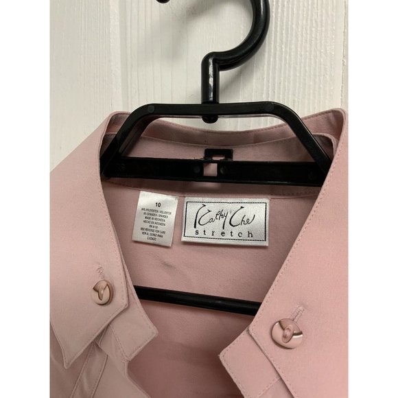 Kathy Cho Women's Long Sleeve Light Pink Stretch Button Up Blouse Size 10 - Picture 4 of 8